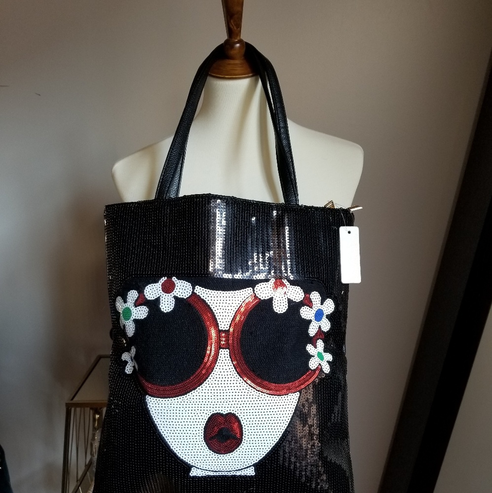 Black sequined girl tote